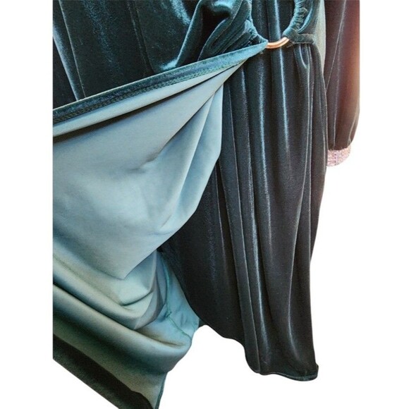 JM Studio by John Meyer Green Velvet Rhinestone Wrap Maxi Dress Size 20W - Picture 7 of 10